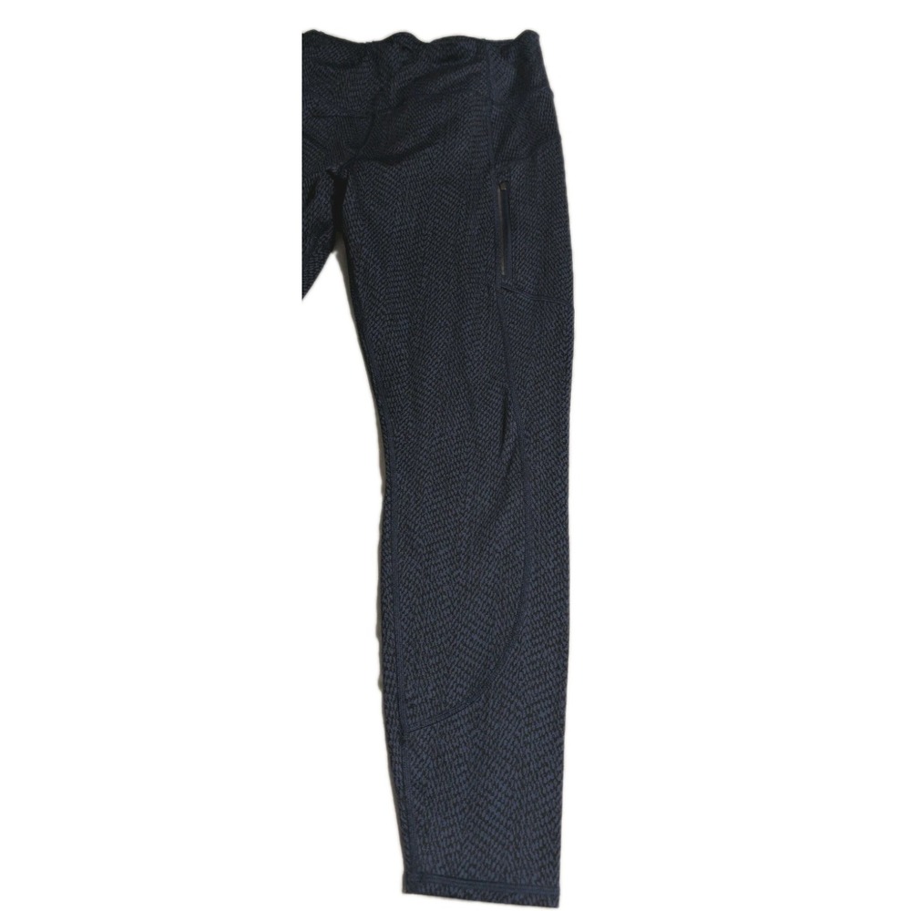 Athleta Rainier Textured Tight Leggings Women's M Navy Zip Pockets - Picture 3 of 6